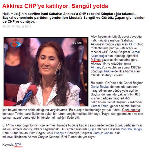 Milliyet'te yayından kaldırılan haberin içinde Milliyet ve Gazeteport'a atıfta bulunulurken haberin altında NTV yazıyor.