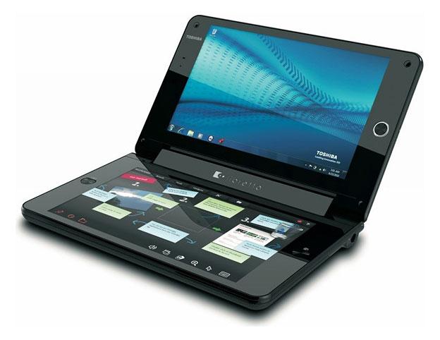 Toshiba Libretto - Libretto W100, bilinen diğer gerçek veya prototip tabletlerden farklı olarak iki ekrana sahip. Her biri 7 inç boyutunda 1024x600 piksel çözünürlüklü ekranlar kitap birbirinin üzerine kapanıyor ve kullanılmakta olan uygulamaya bağlı olarak dik veya yatay döndürülebiliyor.