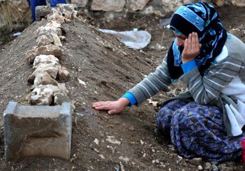 Van'ın Erciş ilçesinde yaşanan depremde hayatını kaybedenler Kurban Bayramı'nın ilk gününde yakınları tarafından mezarları başında dualarla ve gözyaşları içinde anıldı.