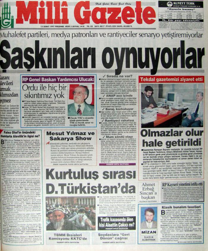 13 Şubat 1997 Milli Gazete