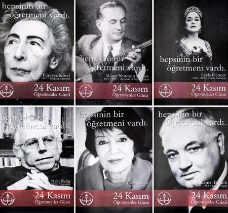 MEB, 24 Kasım Öğretmenler Günü dolayısıyla, Atatürk'ün yanı sıra sanat ve edebiyat dünyasından Adile Naşit, Halit Refiğ, Münir Nurettin Selçuk, Leyla Gencer, Nazık Hikmet ve N. Fazıl Kısakürek gibi önemli isimlerin yer aldığı afişler hazırladı.