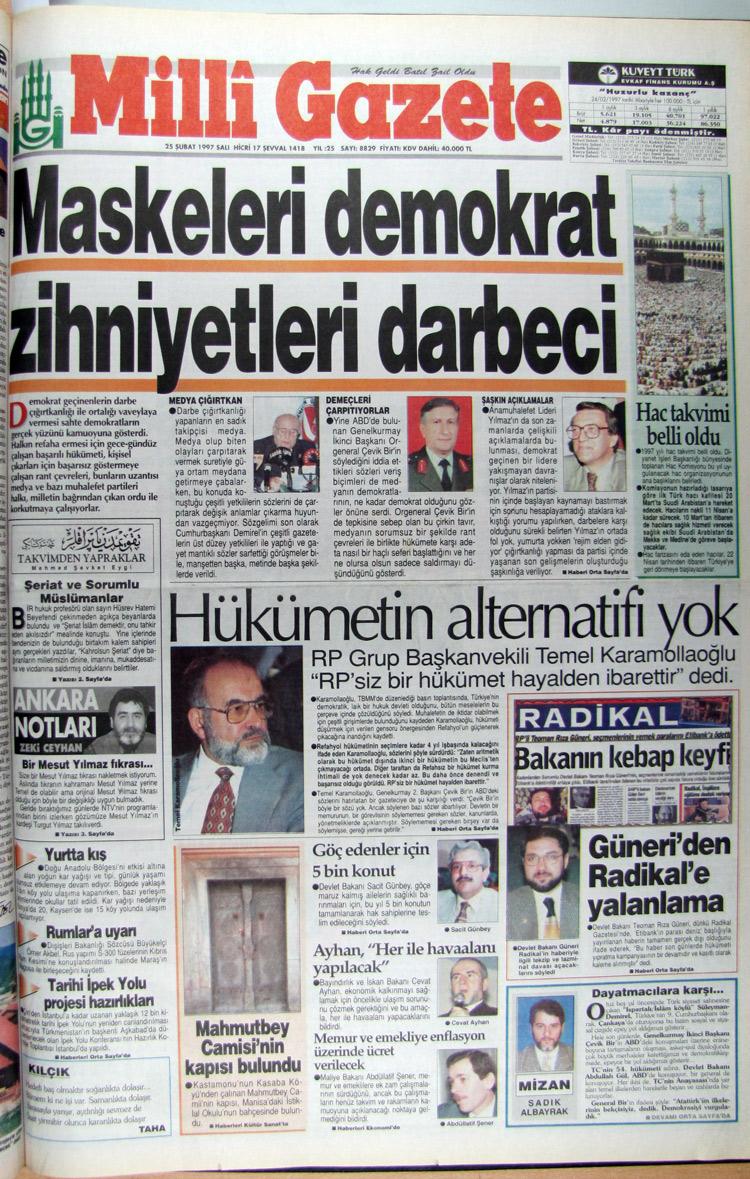 25 Şubat 1997 Milli Gazete