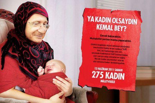 Genel Başkanı Kemal Kılıçdaroğlu için düşülen not şöyle: Ya kadın olsaydın Kemal bey, çocuk bakacaktın muhalefet yerine mama yapacaktın"