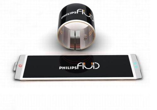 <strong>Philips Akışkan Esnek Akıllı Telefonu Konsepti:</strong> Brezilyalı tasarımcı Dinard da Mata tarafından tasarlandı. Bileğinizin etrafına sarın ve bir bilezik gibi kullanın.