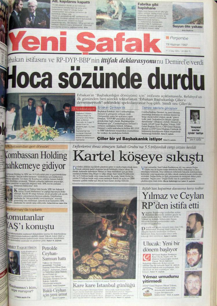 19 Haziran 1997 Yen Şafak