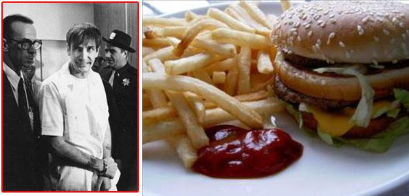 >> Gary Gilmore (1977): Hamburger, yumurta, patates, kahve ve içki.