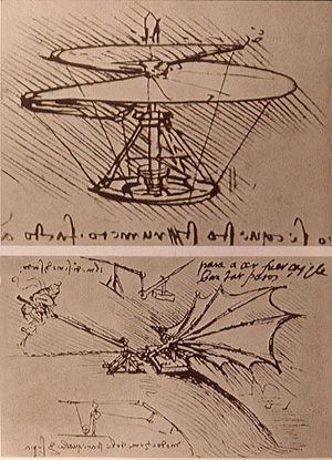 Leonardo Da Vinci'nin tasarladığı ilk helikopter örneği.
