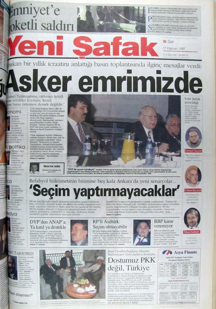 17 Haziran 1997 Yeni Şafak