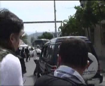 Gürcistan Cumhurbaşkanı Mihail Saakaşvili Gori'de korku dolu anlar yaşadı.