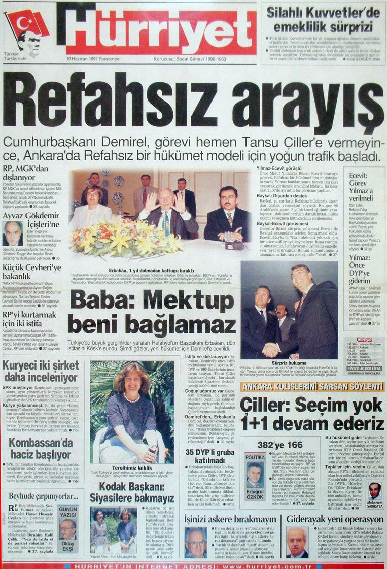 19 Haziran 1997 Hürriyet
