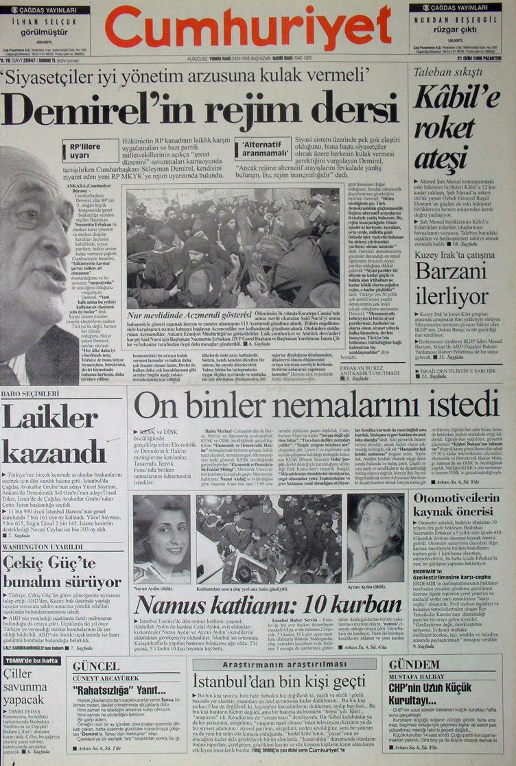 21 Ekim 1996 Cumhuriyet