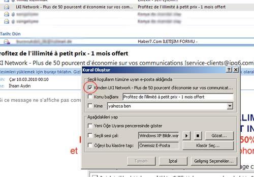 En &uuml;stteki 'Kimden' b&ouml;l&uuml;m&uuml;n&uuml; işaretleyin.