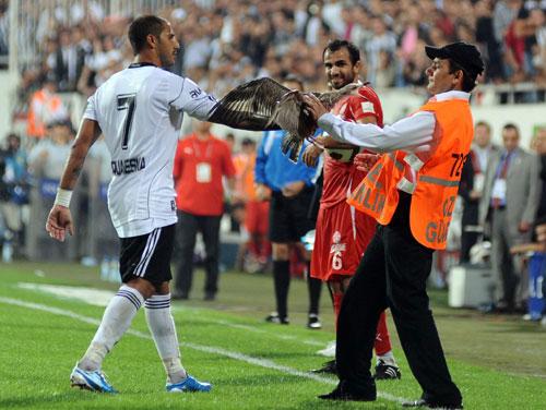 BEŞİKTAŞ-MEDİCAL PARK ANTALYASPOR MAÇINDA SİYAH-BEYAZLI TAKIMIN YILDIZ FUTBOLCUSU RİCARDO QUARESMA'NIN SAHAYA GİREN MARTIYLA MÜCADELESİ İLGİNÇ GÖRÜNTÜLER OLUŞTURDU. FOTOĞRAF: ABDULLAH COŞKUN