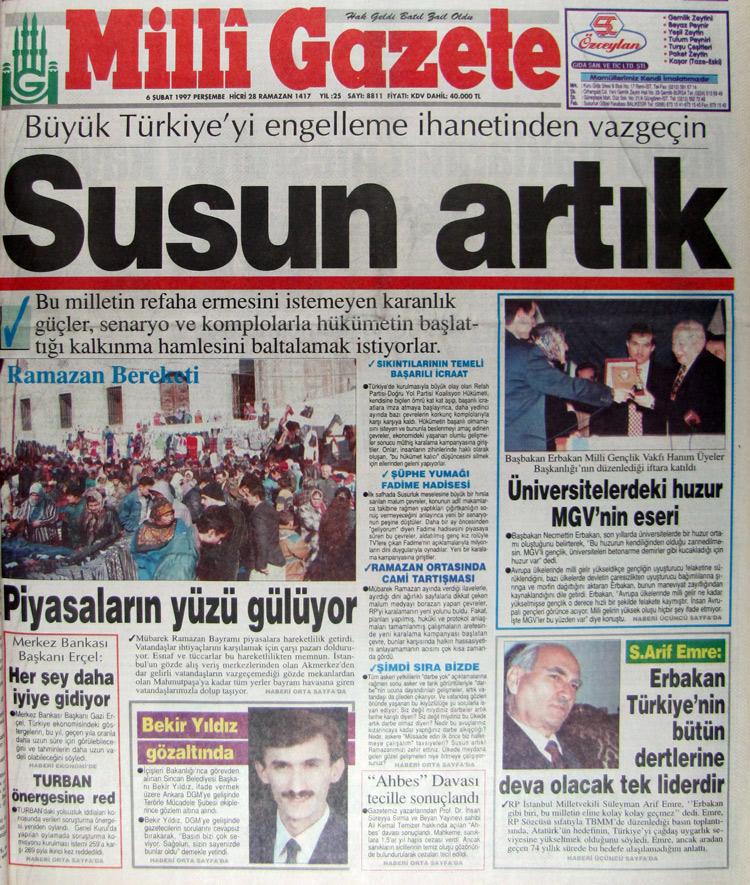 6 Şubat 1997 Milli Gazete