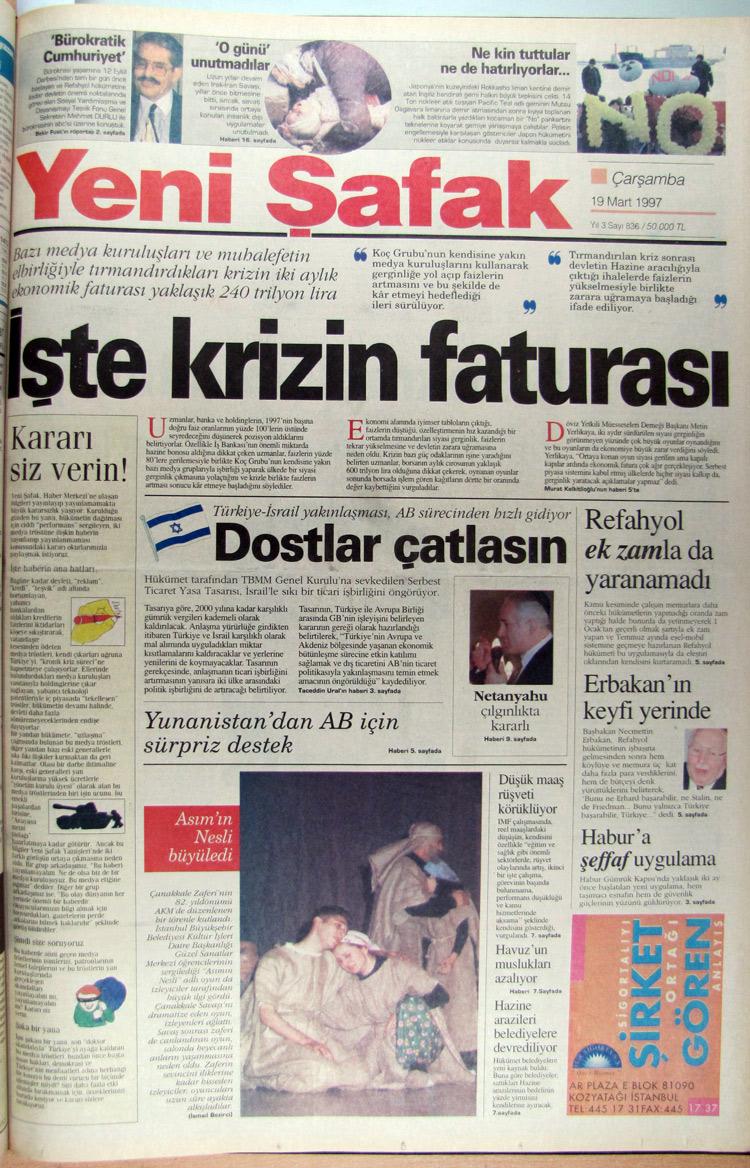 19 Mart 1997 Yeni Şafak