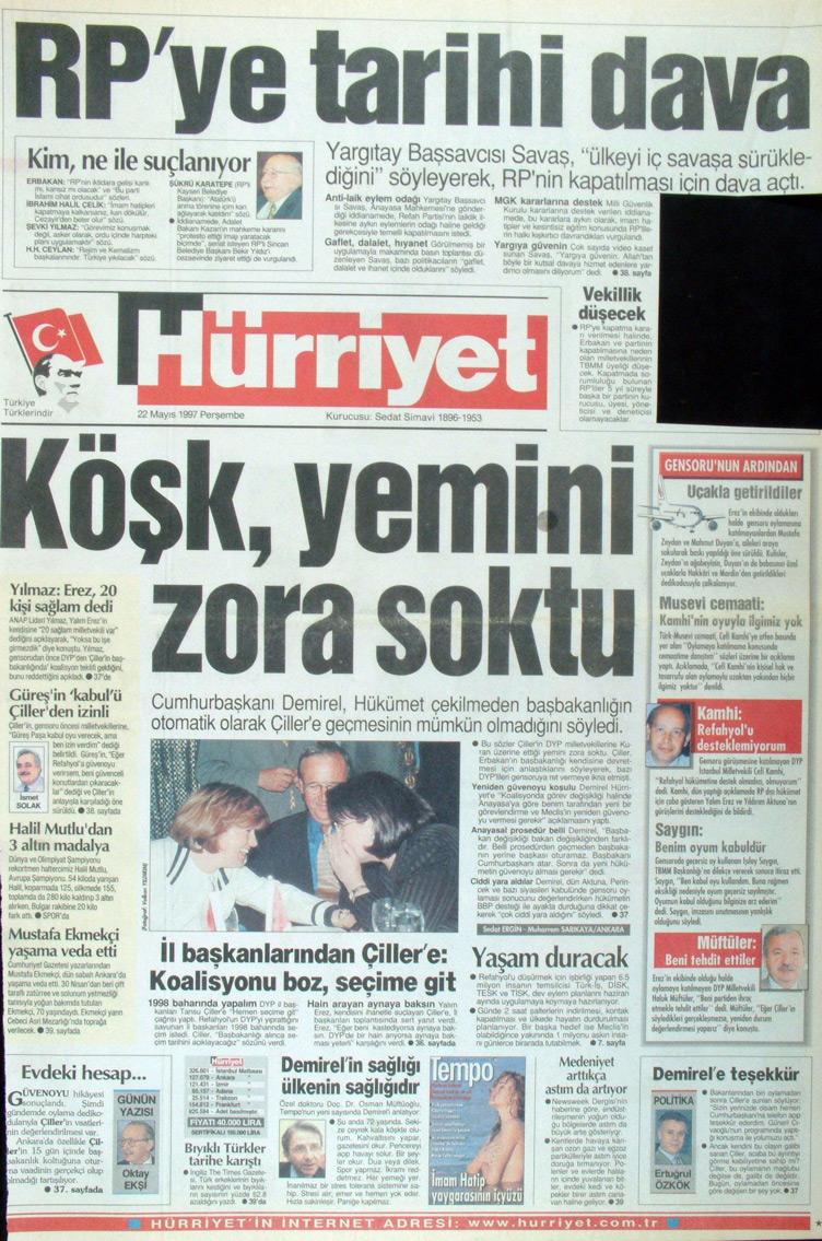 22 Mayıs 1997 Hürriyet
