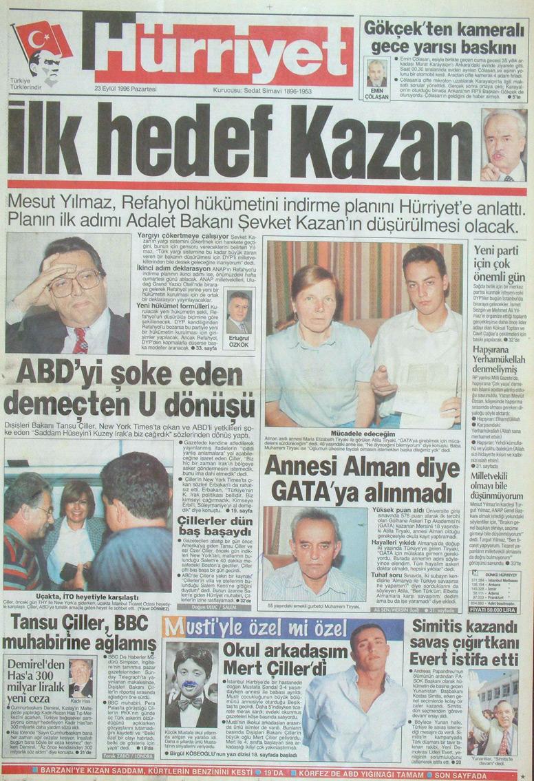 23 Eylül 1996 Hürriyet