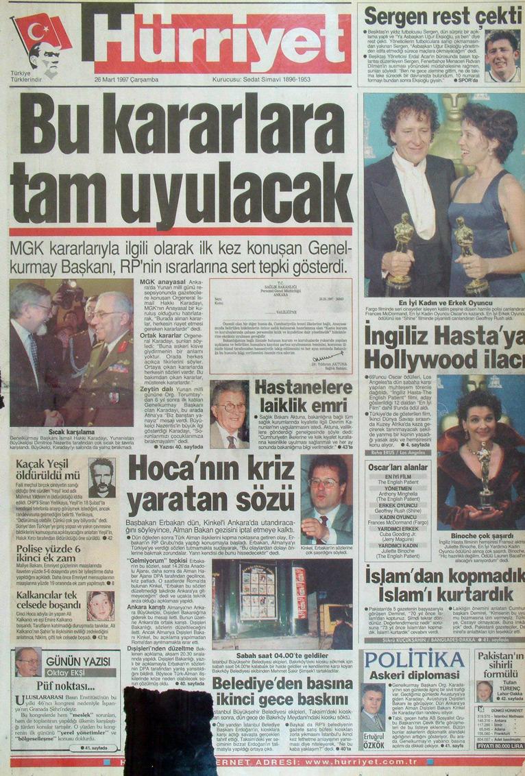 26 Mart 1997 Hürriyet