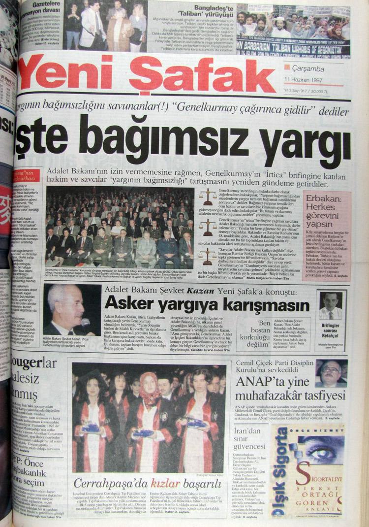 11 Haziran 1997 Yeni Şafak