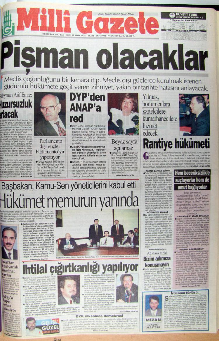 24 Haziran 1997 Milli Gazete