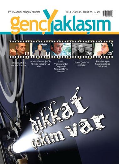 <b>Genç Yaklaşım "ÇEKİM"de</b><br><br>
 
Gençlik dergisi Genç Yaklaşım Mart sayısında, çağımızın en etkili iletişim araçlarından biri olan sinemaya, farklı açılardan bakarak, dikkat çekim var başlığıyla yaklaşıyor.

Dergi, sinemanın çağımızın en etkili iletişim araçlarından biri olduğunun altını çiziyor. Sinemanın ne denli önemli olduğunu Amerikan filmlerinin üzerimizdeki bıraktığı etki ile keşfettiğimizi hatırlatan Genç Yaklaşım, Her akşam başköşede misafir ettiğimiz televizyonda önümüze sunulan Batılı filmleri, gitgide içimize aldık. Yüksek kültür batı kültürüdür nidalarıyla telkin edilen mesajlar, alttan alta zihnimize yerleşti. Zaman geçince gördük ki; Batı sinemasında gördüğümüz her şeyi taklit eder olmuşuz, kendi kültürümüzmüş gibi yanıbaşımıza oturtmuşuz.  Bu tahribat anlaşıldığında, sinemaya kendi değerlerini katmaya çalışan yönetmenler, kolları sıvadı.  Abdurrahman Şenin isim babalığını yaptığı Beyaz Sinema örnekleri ortaya çıktı." diyor.