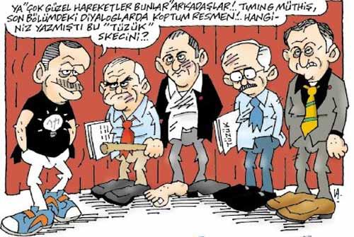 CHP'deki Kemal Kılıçdaroğlu darbesi ve Önder Sav depremi karikatürcülere bol malzeme çıkaracak gibi. Latif Demirci de, bu durumun Erdoğan'ı çok sevindirdiğini anlatan bir karikatüre imza attı.