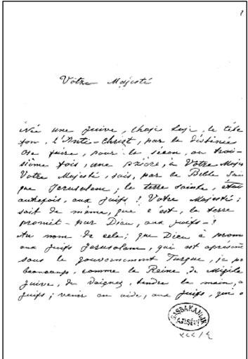Bu mektup 1900'l&uuml; yılların başında Yahudilerin i&ccedil;inde bulun&not;duğu psikolojik durumu anlatma a&ccedil;ısından &ouml;nemli.