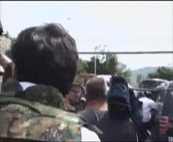 Gürcistan Cumhurbaşkanı Mihail Saakaşvili Gori'de korku dolu anlar yaşadı.