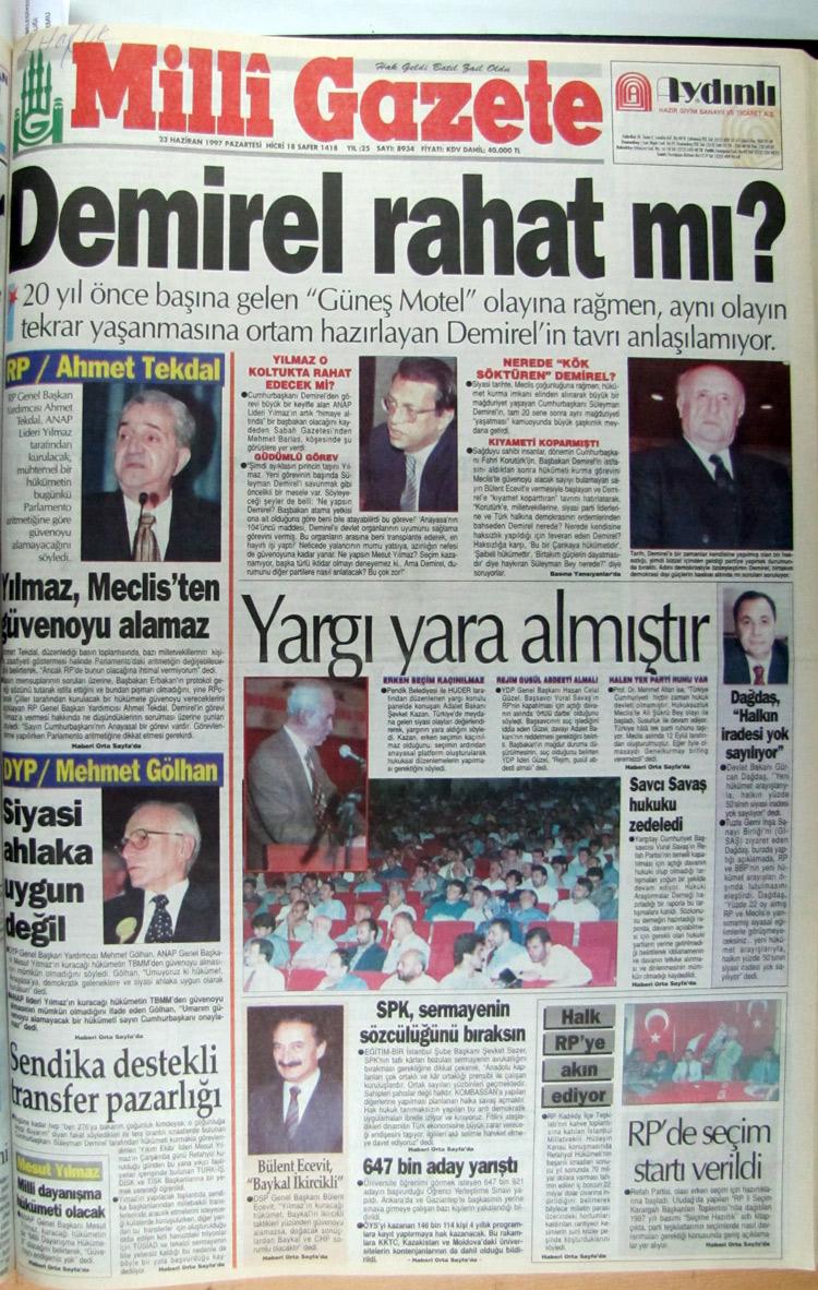 23 Haziran 1997 Milli Gazete