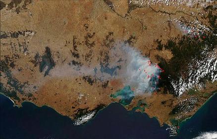 23 Şubat 2009; Güney Avusturlyadaki orman yangınları