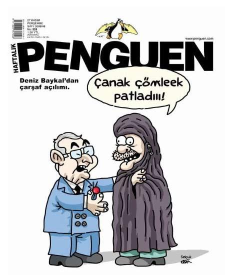 CHP liderin Baykal'ın çarşaf açılımı mizah dergilerine malzeme oldu.