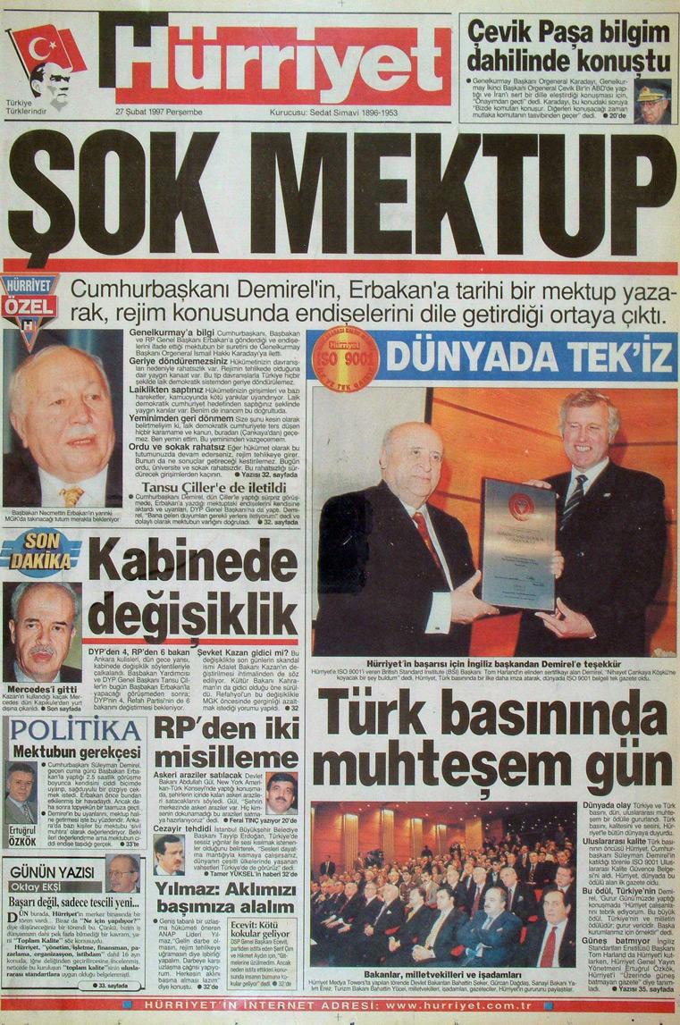 27 Şubat 1997 Hürriyet