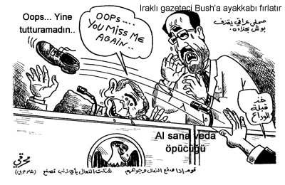 El Zeydi'nin Bush'a fırlattığı ayakkabı Arap basınında geniş yer buldu