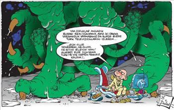 Bülent Arabacıoğlu anlatıyor: EN KAHRAMAN RIDVAN
"Kimlerle savaşacağını bilemez duruma geldi"
"Uzun yıllar Oğuz Aral abimizin yönettiği Gırgır mizah dergisinde ve sonrasında Hıbır dergisinde öykülerini çizdiğim En Kahraman Rıdvanı beynimde gizledim. Çünkü çocuk kendini kötülerle savaşmaya adamış adamasına ama ortalık öyle karışık, insanlar öyle fırıldak, oynak olmuş ki kim gerçekten kötü, kim kötülerin maşası, kimlere güvenecek, kimlerle savaşacak bilemez duruma geldi. Bıraksam toz olup gidecekti. Belki ileride ortalık biraz durulur, kimin eli kimin cebinde belli olur, o zaman ortaya salarım diye düşündüm. Hem bu dinlenme ona da bana da iyi geldi doğrusu. İkimiz de iyice bilendik. Fırsatını bulduğumuz anda yay gibi ortalığa fırlamayı düşünüyoruz. Hatta üzerimizdeki pası atmak için ufak ufak bazı arkadaşlarla antremanlara bile başladık. Kim bilir, bir gün hiç beklemediğiniz bir anda En Kahraman Rıdvanın meşhur kukkuuuriiiikuuu!.. narasını duyabilirsiniz.
-Bu bir vaat mi?
-"Yok be kardeşim, sen de her şeye inanıyorsun ha!.. Biraz hayalin kime ne zararı var ki? Kalın sağlıcakla, keyifle
"