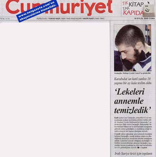 CUMHURİYET: LEKELERİ ANNEMLE TEMİZLEDİK