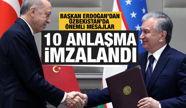 Son dakika... Başkan Erdoğan: Özbekistan ile bugün 10 anlaşma imzaladık