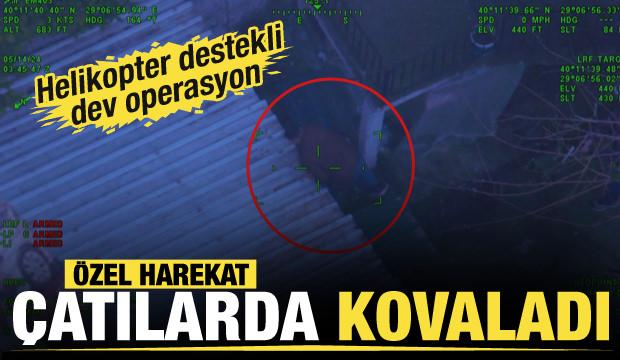 Çatılarda böyle kovaladılar...Bursa'da zehir tacirlerine helikopter destekli şok operasyon
