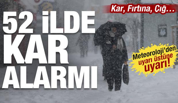 52 ilde kar alarmı, 16'sı sarı kod! Meteoroloji'den uyarı &uuml;st&uuml;ne uyarı: Kuvvetli yağacak