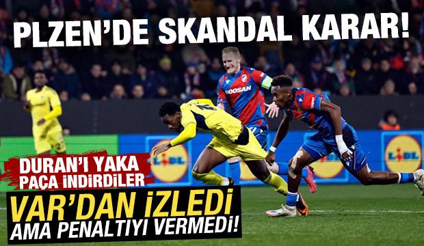 Plzen'de skandal karar! Duran'ı indirdiler, penaltı verilmedi