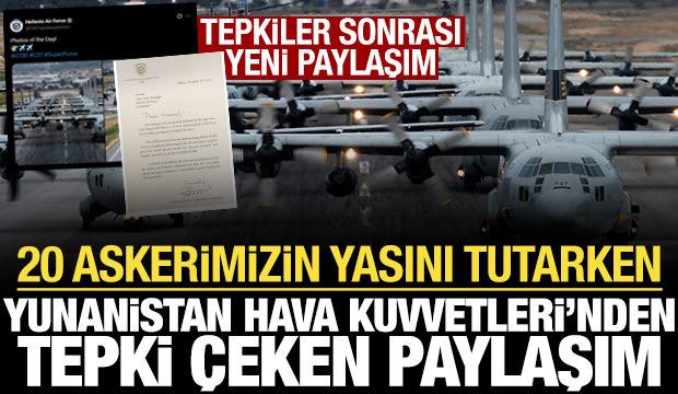 20 askerimizin yasını tutarken, Yunanistan Hava Kuvvetleri'nden tepki çeken paylaşım