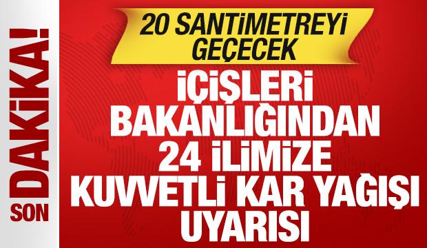 İ&ccedil;işleri Bakanlığından 24 ilimize kuvvetli kar yağışı uyarısı! 20 santimetreyi ge&ccedil;ecek