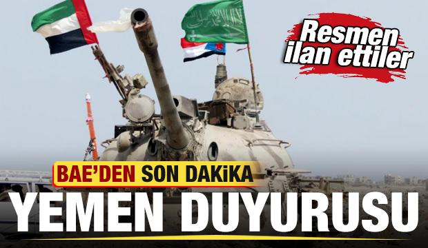 BAE'den son dakika Yemen duyurusu! Resmen ilan ettiler