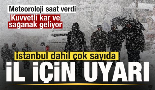 Meteoroloji saat verdi! İstanbul ve &ccedil;ok sayıda il i&ccedil;in uyarı! Kuvvetli kar ve yağmur...