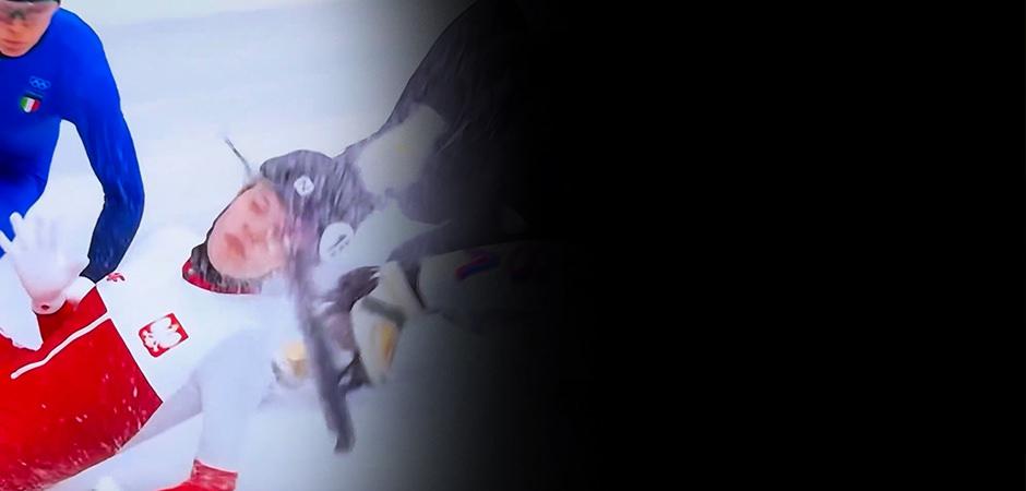 Dehşet anları: Polonyalı sporcunun y&uuml;z&uuml; paten bı&ccedil;ağıyla kesildi