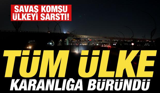Savaş komşu &uuml;lkeyi sarstı! T&uuml;m &uuml;lke karanlığa b&uuml;r&uuml;nd&uuml;