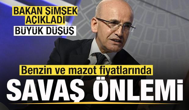 Bakan Şimşek duyurdu! Benzin ve mazot fiyatlarında savaş &ouml;nlemi! Rakamlarda b&uuml;y&uuml;k d&uuml;ş&uuml;ş