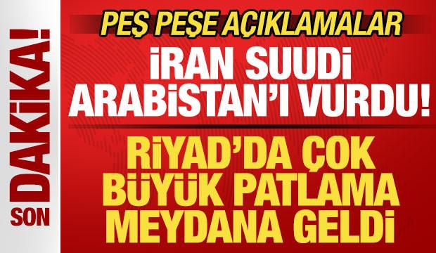 Savaş b&ouml;lgeye sı&ccedil;radı! İran, Suudi Arabistan'ı vurdu! Riyad'da &ccedil;ok b&uuml;y&uuml;k patlamalar!