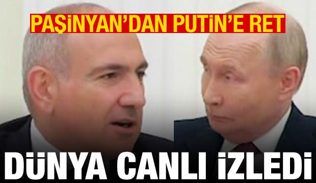 D&uuml;nya o anları canlı izledi: Paşinyan'dan Putin'in isteğine ret