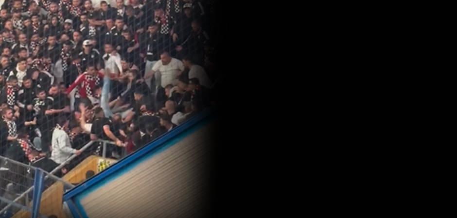 Beşiktaşlı taraftarlar derbide birbirlerine girdi! Fenerbah&ccedil;eliler 'Vur vur' diye bağırdı