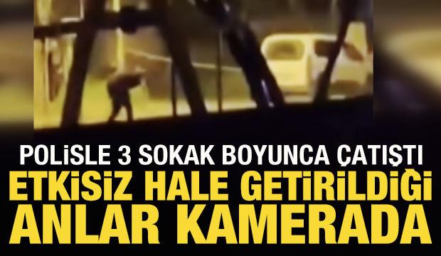 Polisle 3 sokak boyunca &ccedil;atıştı, okul &ouml;n&uuml;nde vurularak etkisiz hale getirildi